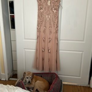 Adrianna Papell Pink Embellished Sweetheart Gown